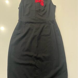 Jason Wu Black Cocktail Dress with Red Embellishments.  Size 6. .